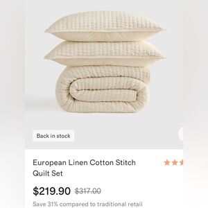 QUINCE European Linen Cotton Stitch Quilt Set - Ivory (Cream)